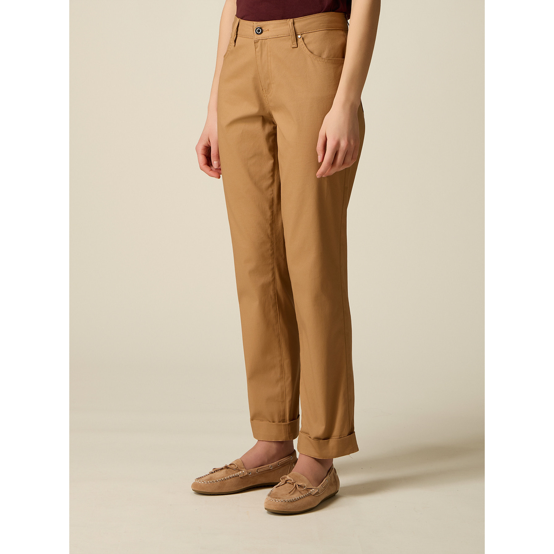 Oltre - Chinos en gabardina mezcla de algodón - Marrón