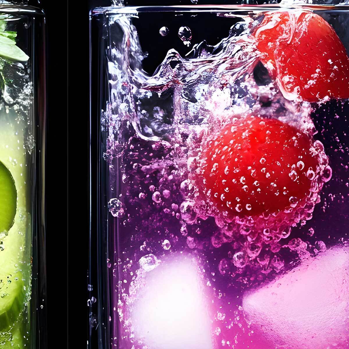 Affiche encadrée cocktails fruités en verres Affiche + cadre en métal - Noir