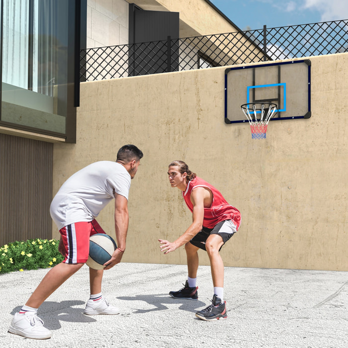 Canasta de Baloncesto de Pared Tablero de Baloncesto Aro de Baloncesto para Exterior 113x61x73 cm Azul y Negro