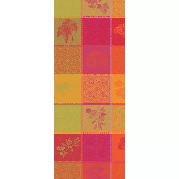 Chemin de table pur coton motif jacquard multicolore Mille tutti frutti sangria