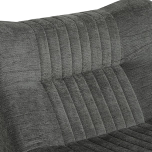 Fauteuil modulable design contemporain effet surpiqûres verticales tissu gris