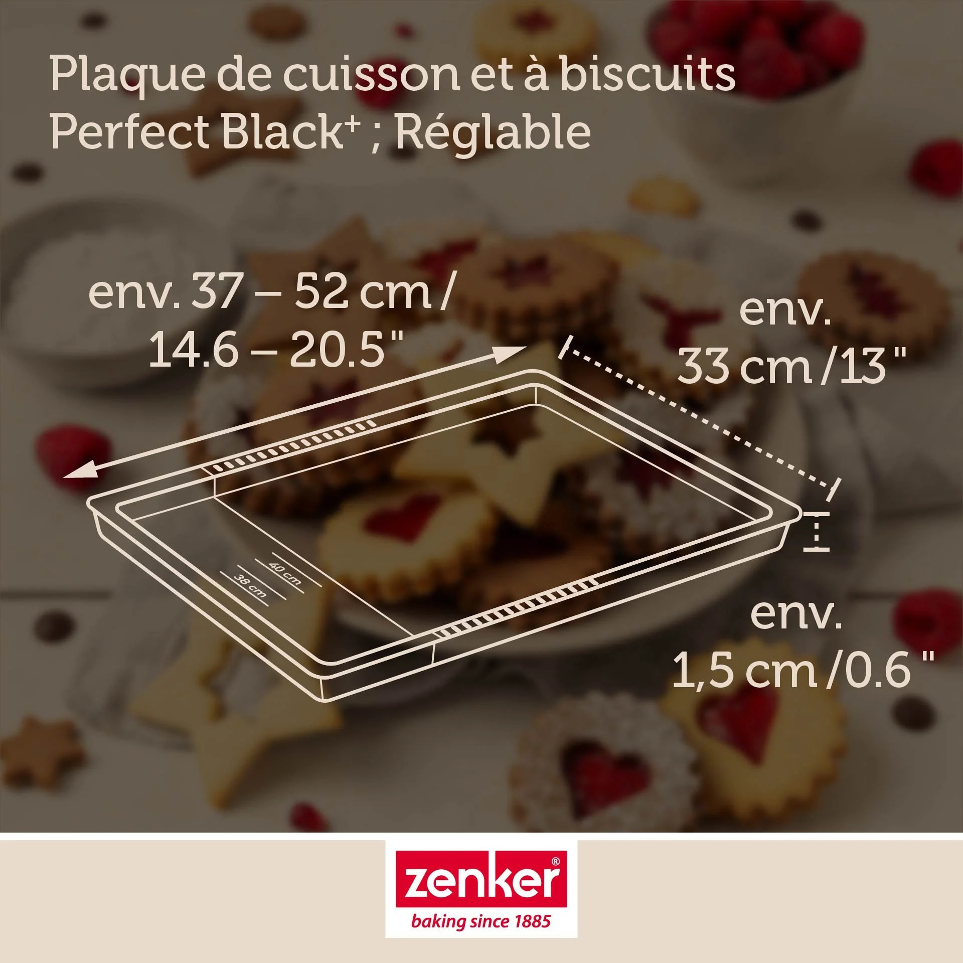 Plaque de cuisson four extensible de 37 à 52 cm Zenker Perfect Black +