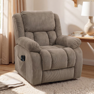 Fauteuil releveur électrique massant chauffant inclinable repose-pieds tissu café