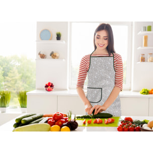 Set 2 Pezzi Grembiule Cucina Con Tasche 100% Cotone Disegno Margheritine