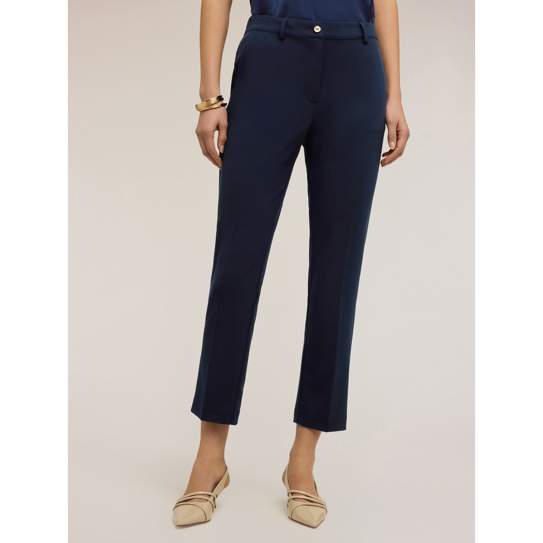 Motivi - Pantaloni chino in tessuto armaturato - Blu