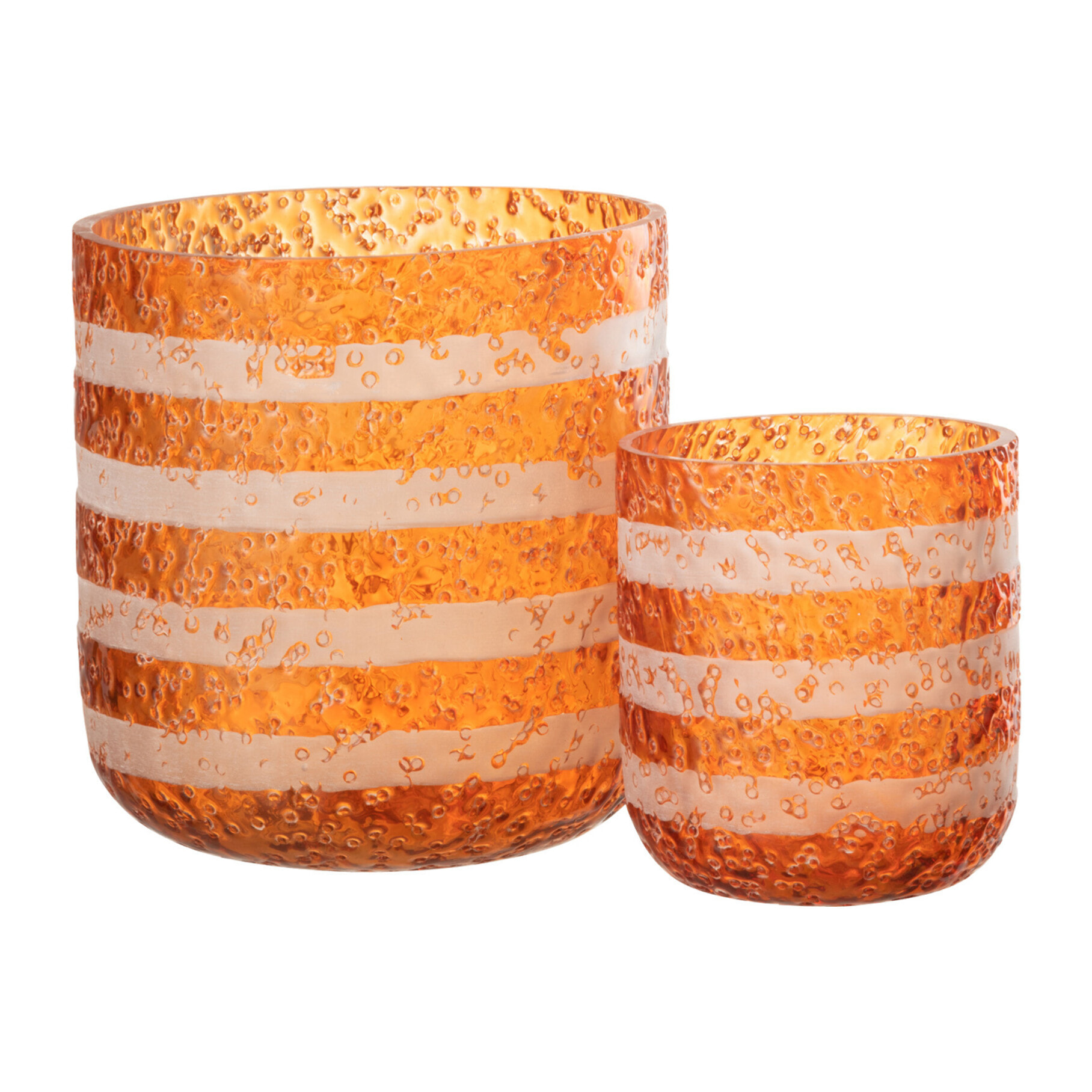 J-Line photophore Lignes - verre - orange/blanc - large