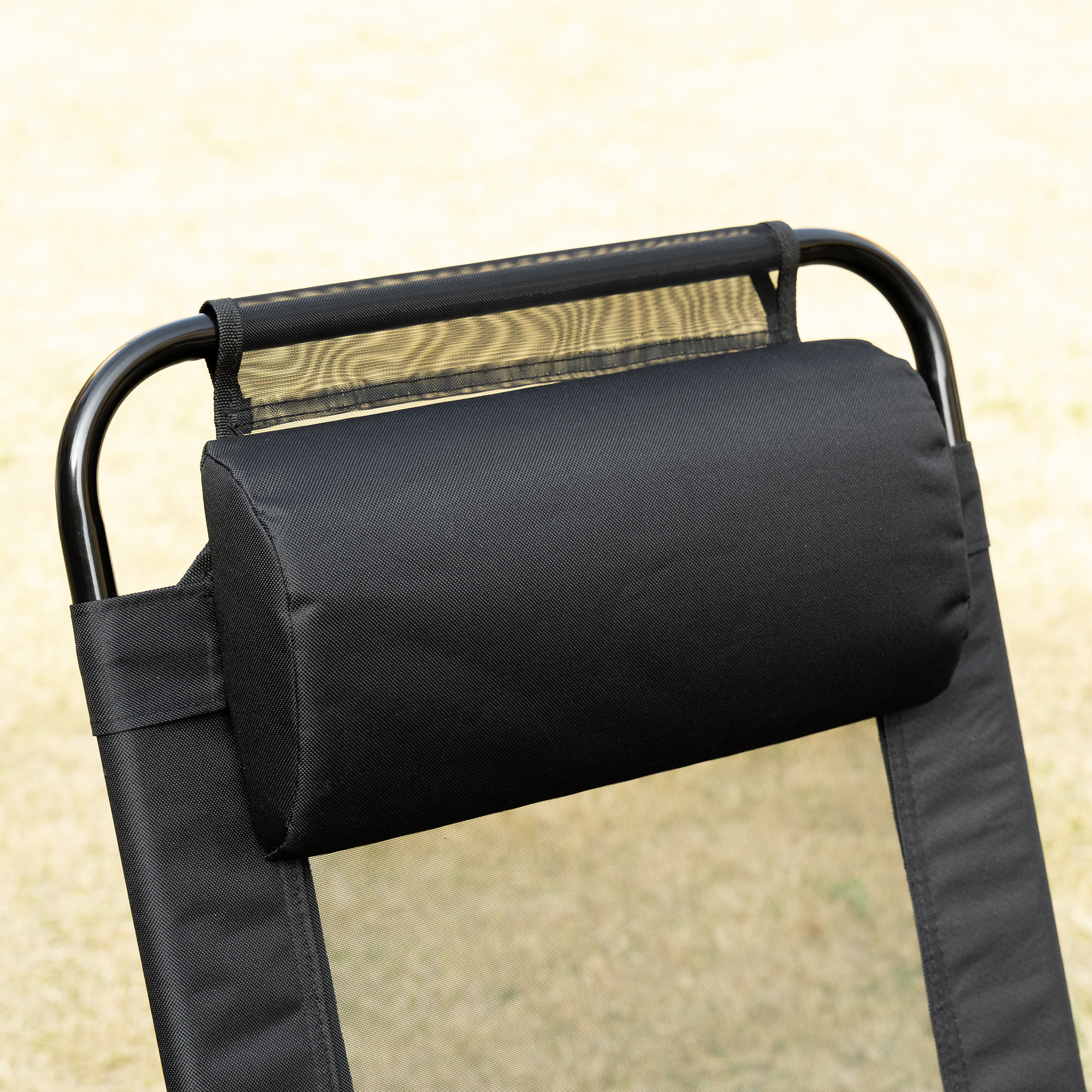 Lot de 2 chaises de jardin camping pliables - dossier inclinable 5 positions - tétière incluse - acier époxy oxford textilène noir