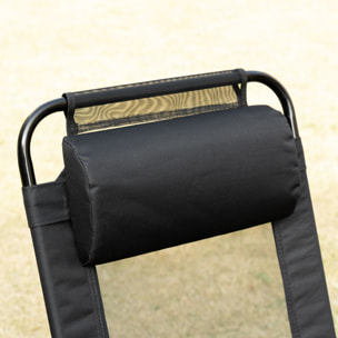 Lot de 2 chaises de jardin camping pliables - dossier inclinable 5 positions - tétière incluse - acier époxy oxford textilène noir
