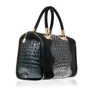 Anacapri Bolso tote Mujer.Piel auténtica Gamuza Grabado Cocodrilo