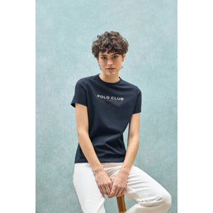 Camiseta básica azul marino con logo engomado Polo Club