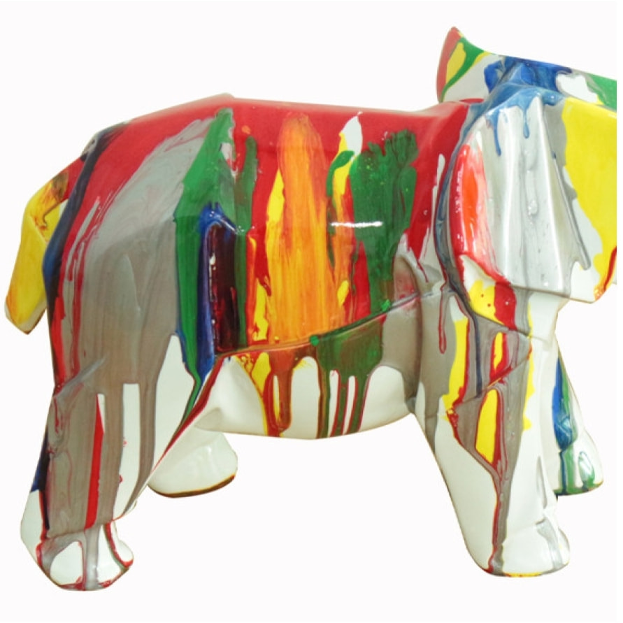 Statuette éléphant en résine multicolore H21cm - ELEPH 7