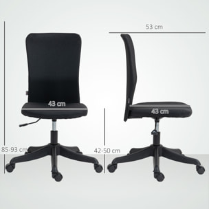 Silla de Escritorio sin Brazos Silla de Oficina Giratoria Tapizado en Lino Sintético con Altura Ajustable para Estudio Dormitorio Tocador Carga 120 kg Negro