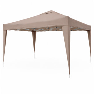 Gazebo Pieghevole 3x4 M in Acciaio con Telo Idrorepellente 160 g/m² Anti-UV Struttura Robusta Apertura Rapida con Borsa e 4 Sacche Tortora