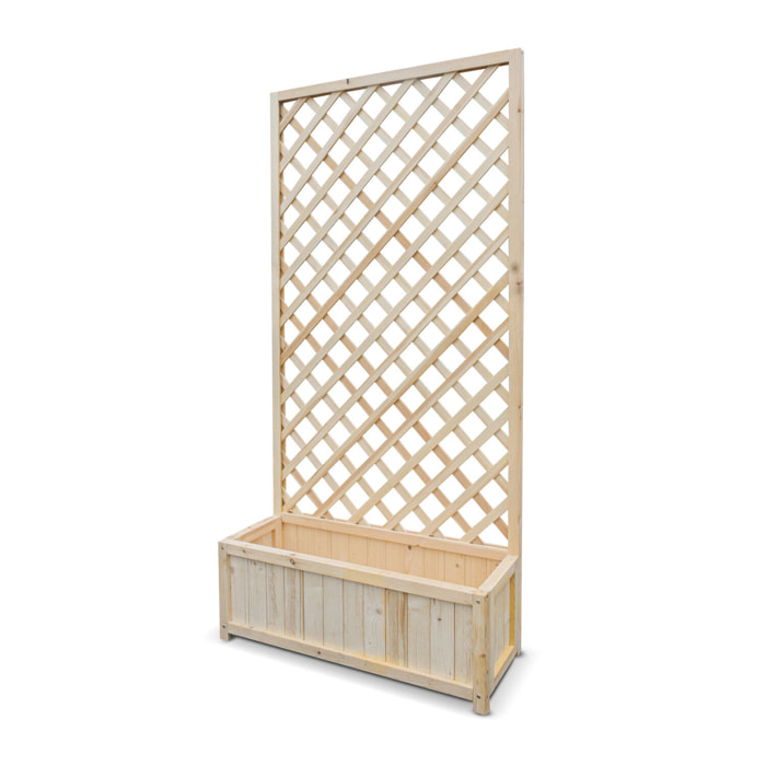 Dorothy - Fioriera in legno di cedro impregnato con spalliera H180 cm - natural oak