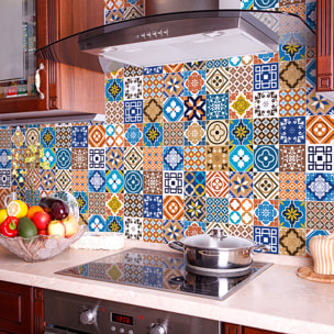 Stickers muraux - Sticker Mural Carrelage adhésif Cuisine Salle de Bain - 60 STICKERS CARREAUX DE CIMENT MILLO