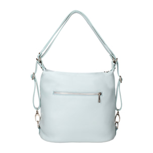 Borsa a spalla convertibile in zaino Bianca da donna In Vera pelle Made in Italy 30x26x9 cm