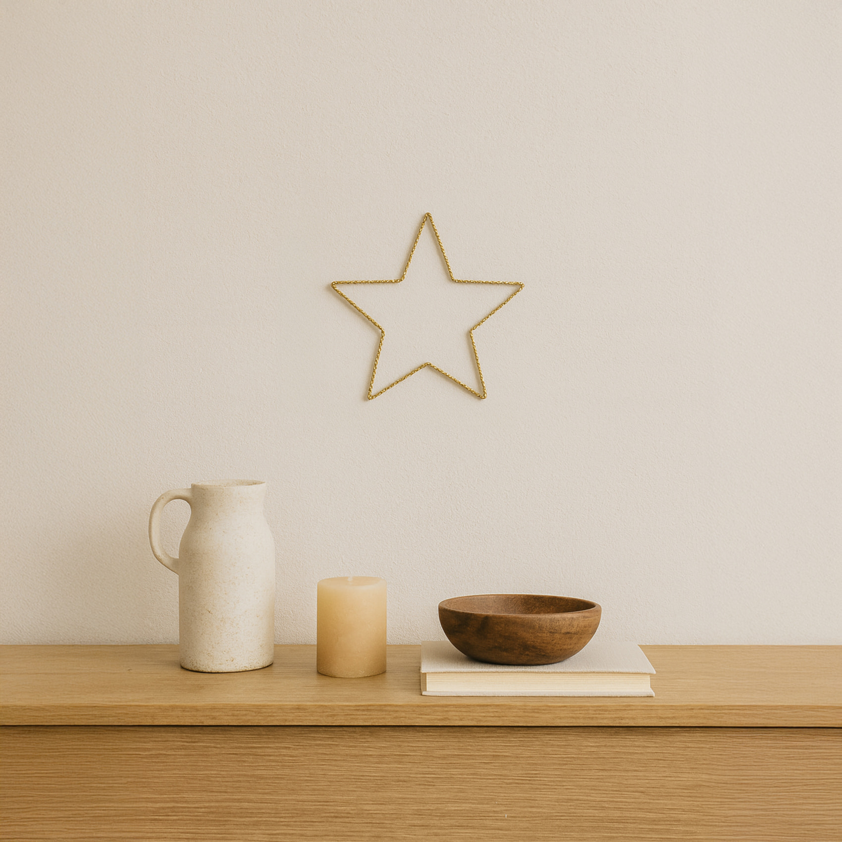 Déco murale étoile fil laiton torsadé - Doré Vieilli