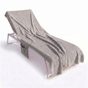 Telo mare grande in spugna 100% cotone 75x190 cm con tasche e bottoni, asciugamano lettino morbido e super assorbente, asciugatura rapida, fissaggio stabile, ideale per spiaggia piscina e spa, resistente e pratico per uso estivo