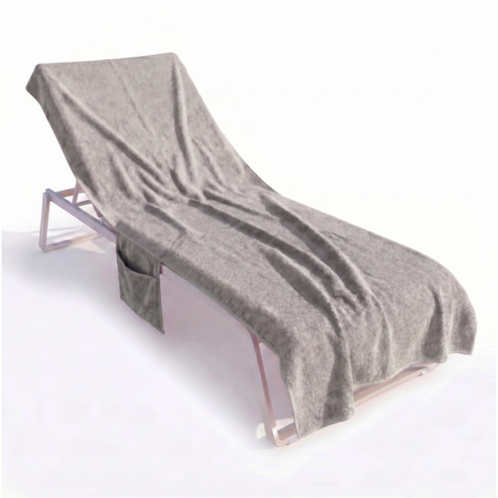 Telo mare grande in spugna 100% cotone 75x190 cm con tasche e bottoni, asciugamano lettino morbido e super assorbente, asciugatura rapida, fissaggio stabile, ideale per spiaggia piscina e spa, resistente e pratico per uso estivo