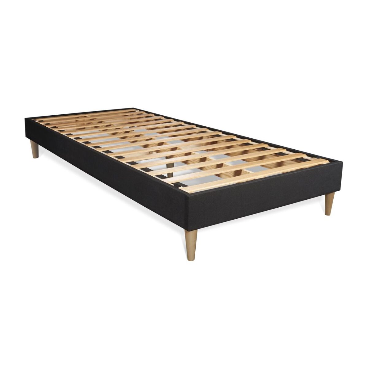 Ensemble Matelas Sommier 90x200 cm - Sommier Noir (en kit) - Flexy