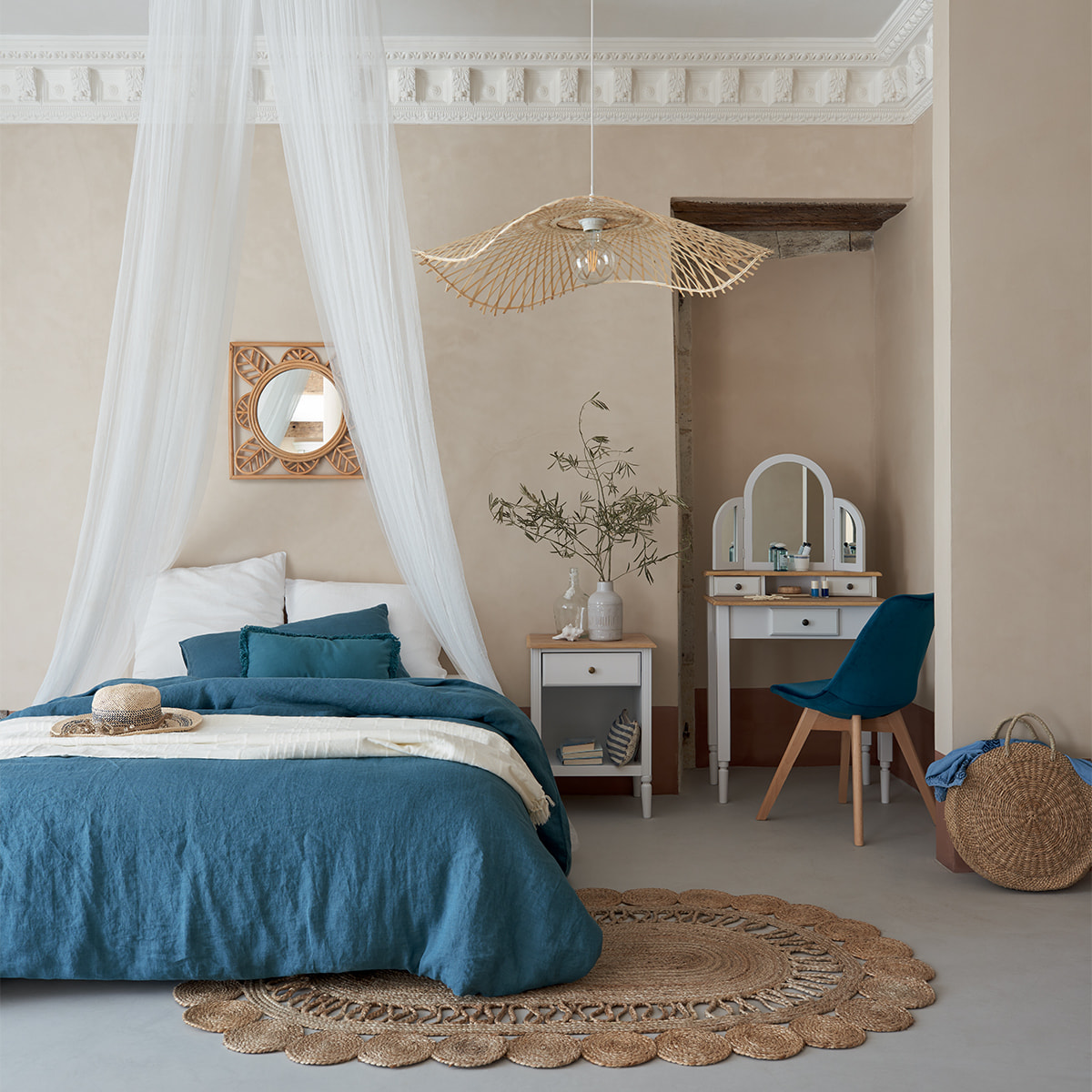Chaise "Baya" - bleu canard - velours