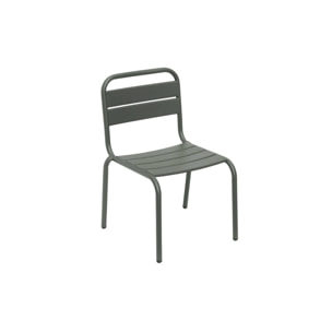 Lot de 2 chaises en métal kaki pour enfant. salon de jardin enfant