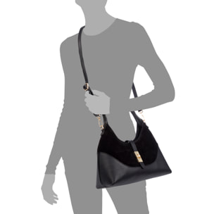 Belgioioso Bolso de hombro Mujer. Piel auténtica Gamuza con base y asas Dollaro.