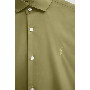 Camicia verde foglia slim fit con logo Rigby Go