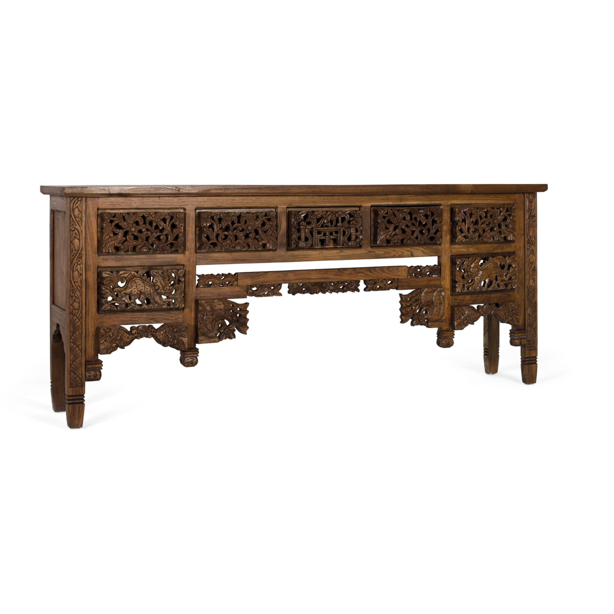 Console en bois de teck 220 cm style ethnique colonial