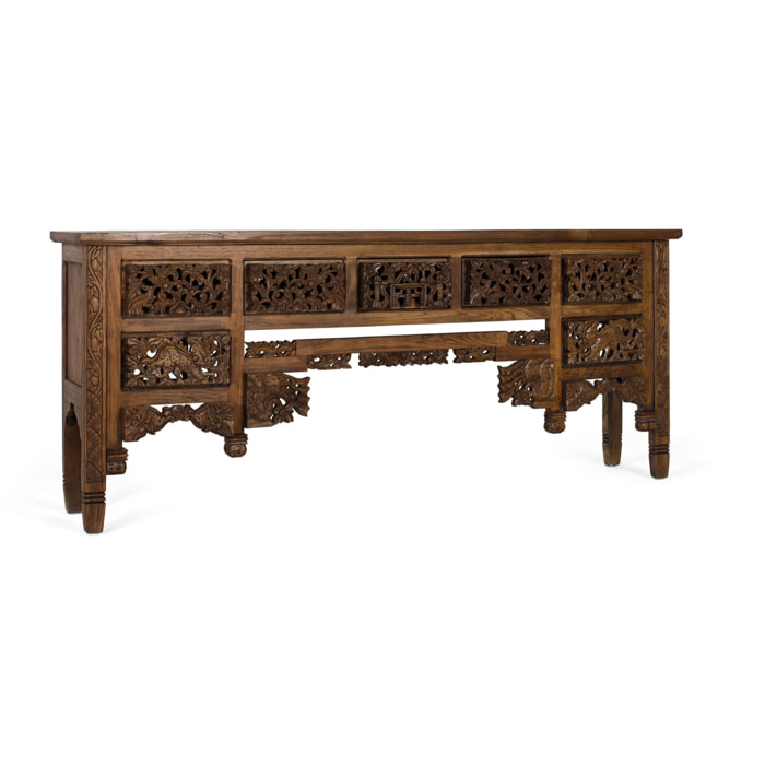 Console en bois de teck 220 cm style ethnique colonial