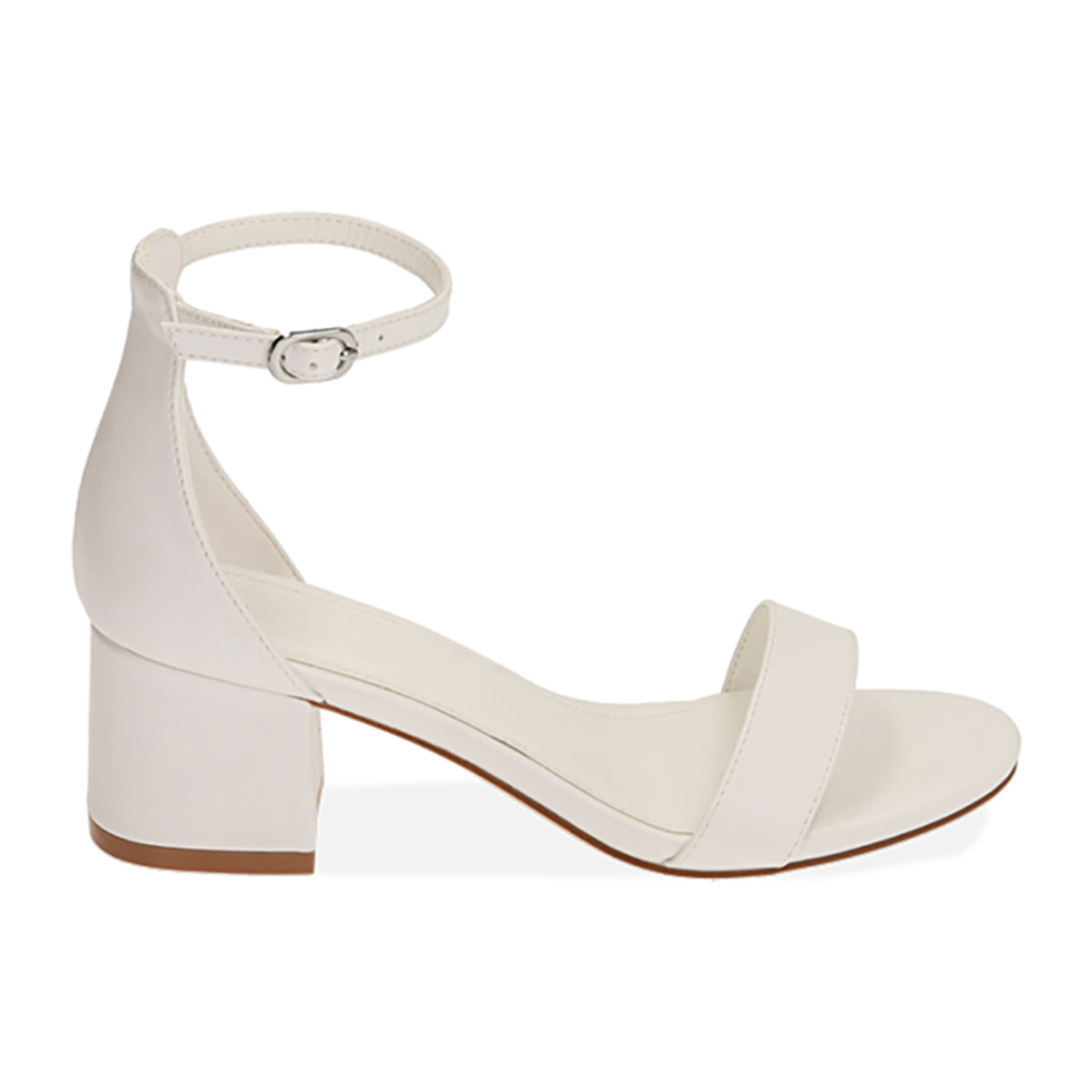Sandalias blancas, tacón de 5,5 cm
