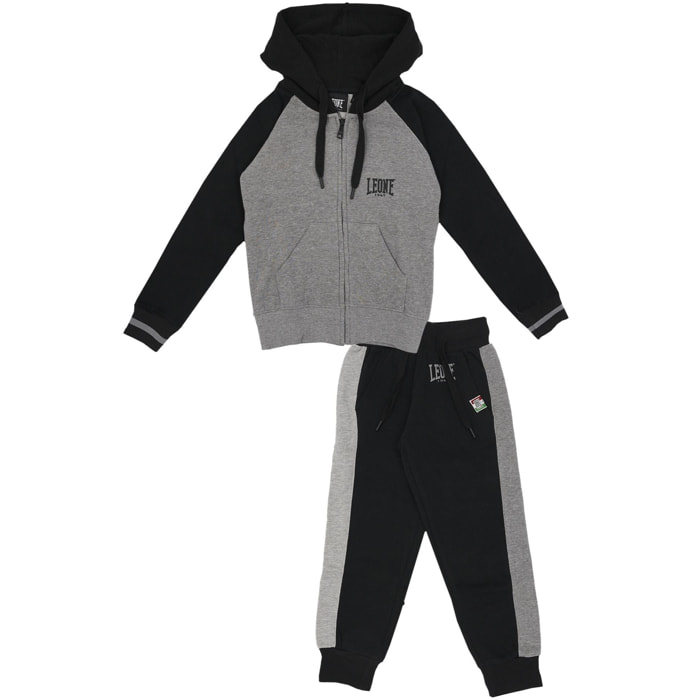 Tuta da bambino, cappuccio, full zip e logo piccolo Basic