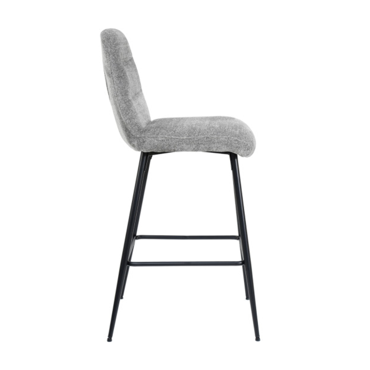 Tabouret de bar rembourré en tissu avec pied métal noir - LILA
