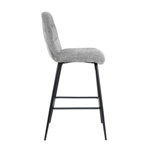 Tabouret de bar rembourré en tissu avec pied métal noir - LILA