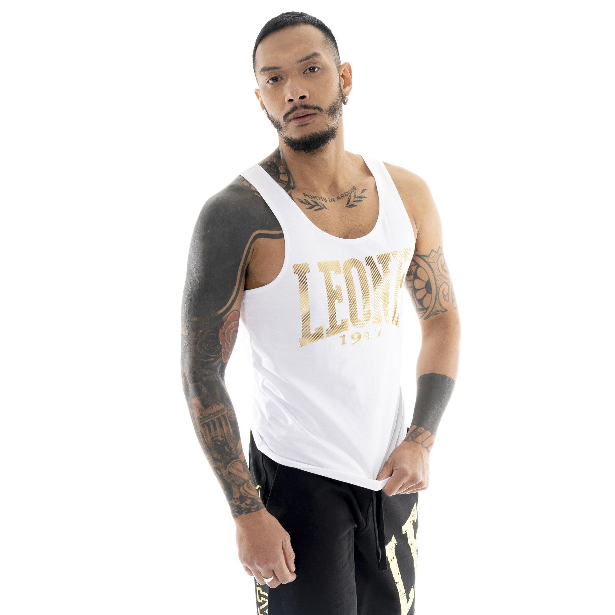 Camiseta de tirantes de hombre Leone Stripe Gold de algodón elástico