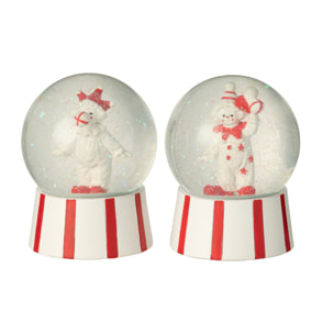 J-Line décoration Boule De Neige Clown - pierre - rouge/blanc - 2 pcs