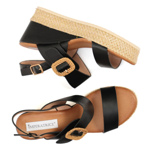 Sandali in simil pelle con zeppa