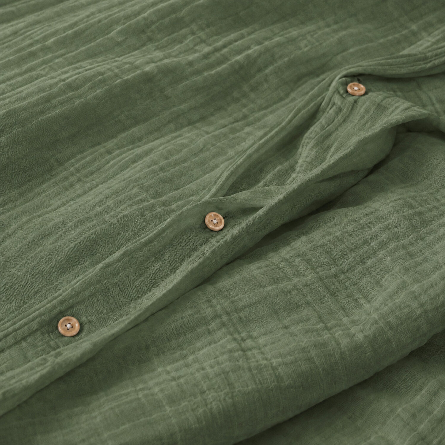 Parure housse de couette unie 100% gaze de coton - ava - vert cèdre