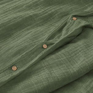 Parure housse de couette unie 100% gaze de coton - ava - vert cèdre