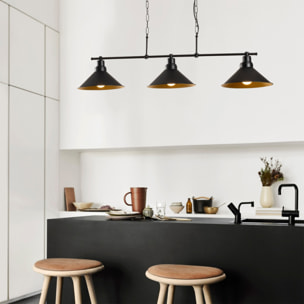 Suspension industreille noire 3 ampoules NILA