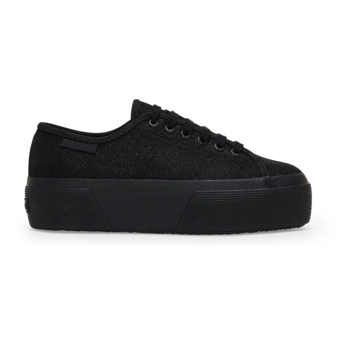 Superga - Zapatos de mujer Mujer Negro - 3790 Platform Jersey Lame Leggera
