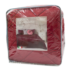 TRAPUNTA INVERNALE MATRIMONIALE IN VELLUTO COL.BORDEAUX MADE IN ITALY