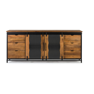 Aparador de Madera de Mango, Metal Estilo Industrial