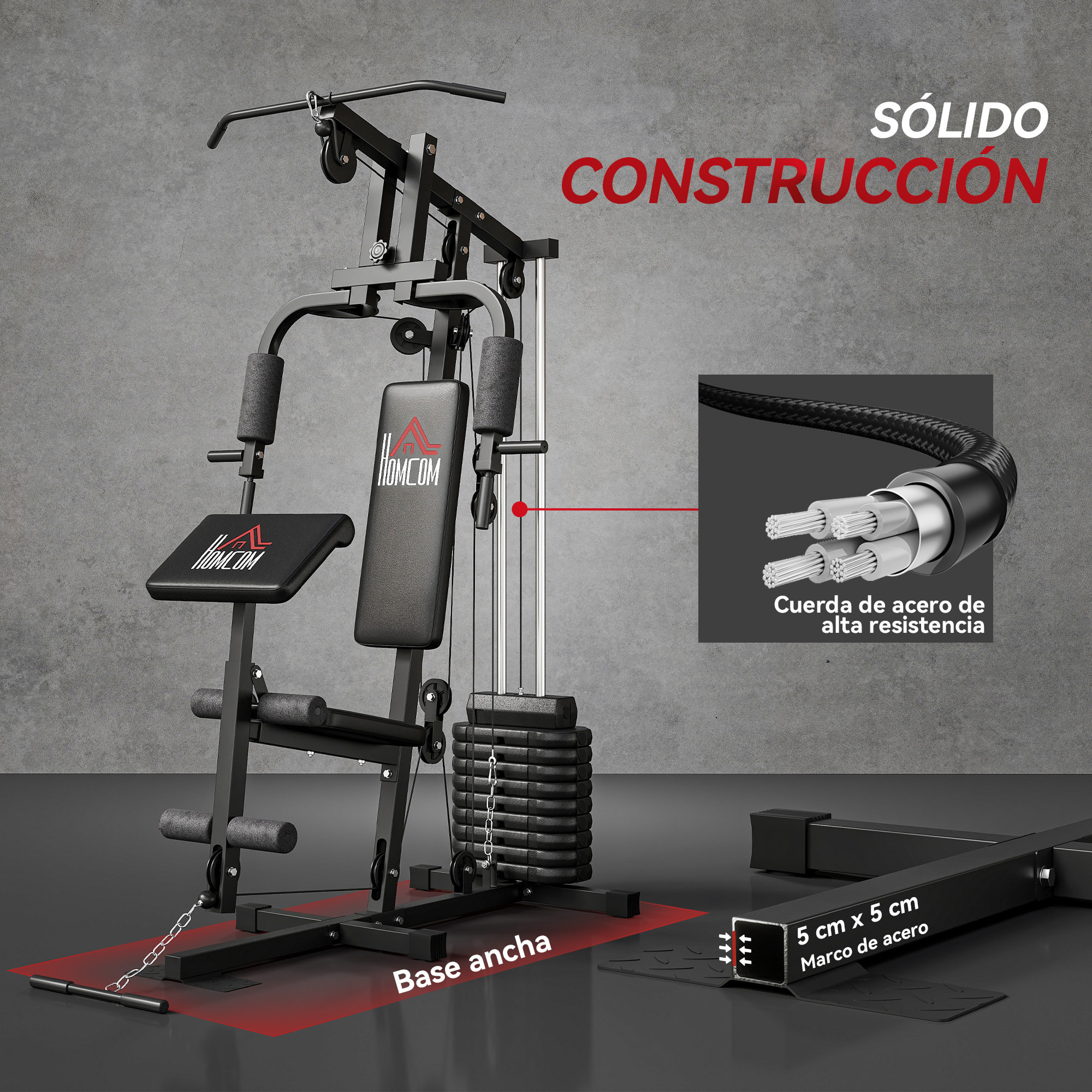 Multiestación Musculación, Máquina de Musculación con Prensa de Pecho, Placas de Peso de 45 kg, Curl de Piernas y Brazos, Polea Mariposa, Carga 100 kg, para Entrenamiento Casa Gimnasio, Negro