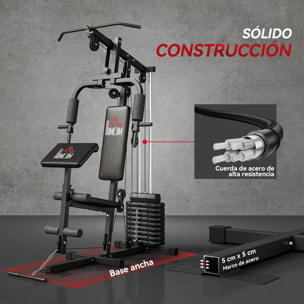 Multiestación Musculación, Máquina de Musculación con Prensa de Pecho, Placas de Peso de 45 kg, Curl de Piernas y Brazos, Polea Mariposa, Carga 100 kg, para Entrenamiento Casa Gimnasio, Negro