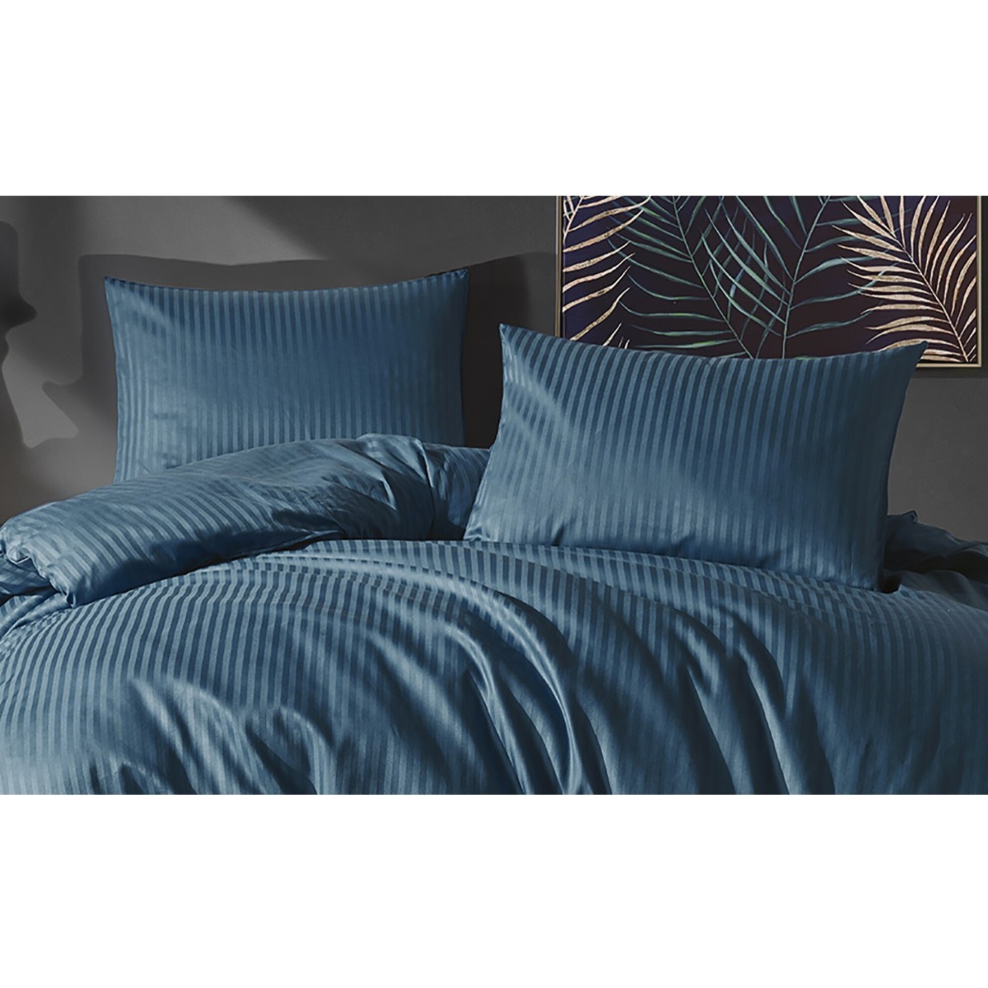 Parure housse de couette et taie(s) oreiller 100% Satin de Coton rayé