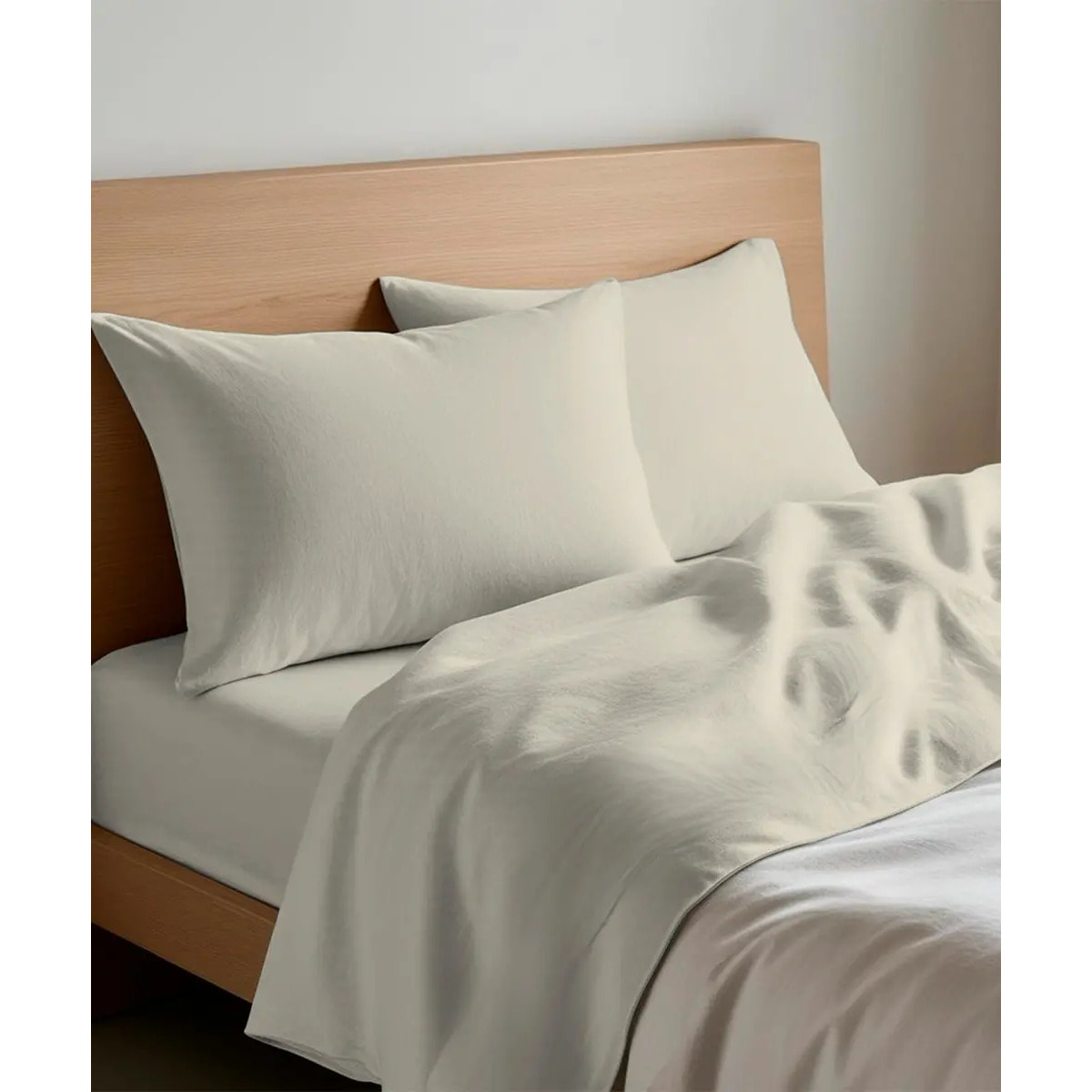 Parure CopriPiumino e Federe PERCALLE BEIGE tinta unita per letto matrimoniale 100% Percalle di Cotone e Made in Italy