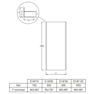 Paroi douche latérale Serenity, 70 cm