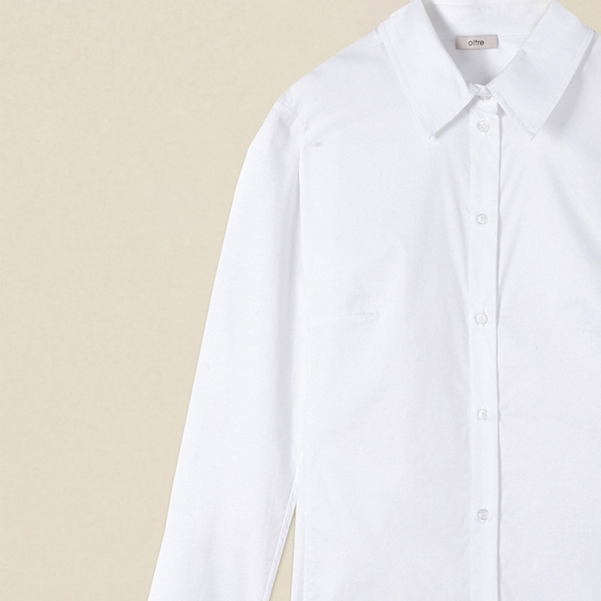 Oltre - Camisa básica de popelina - Blanco