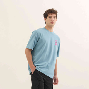 Camiseta Estilo Urbano Oversize Algodón Orgánico Turquesa STREETWEAR T-SHIRT TURQUOISE